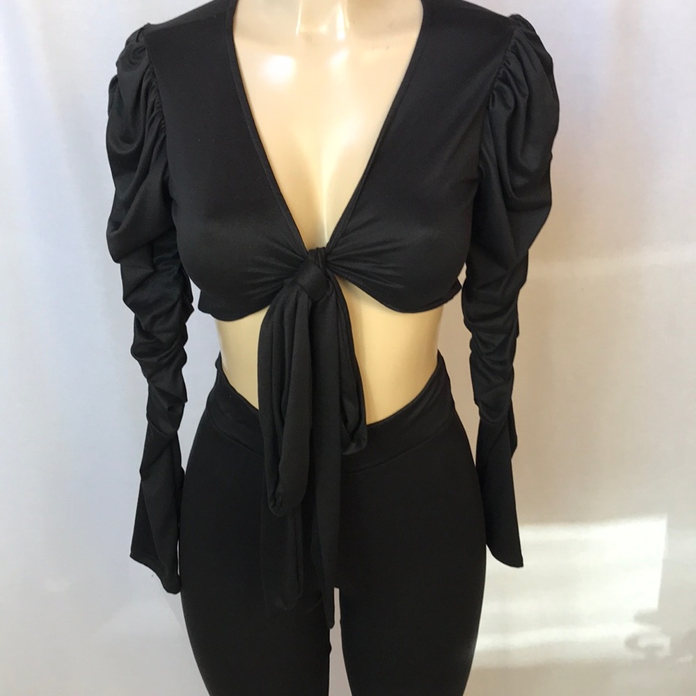 Black crop top and pant set